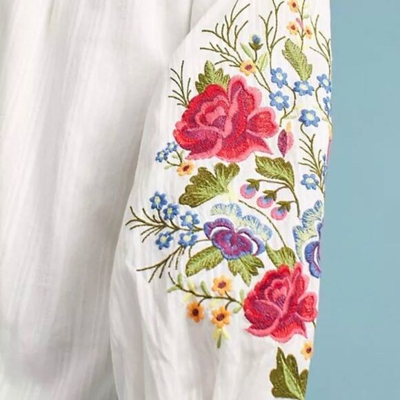 Rare Anthropologie Mira Embroidered Peasant Blouse NWOT Medium - Picture 4 of 16